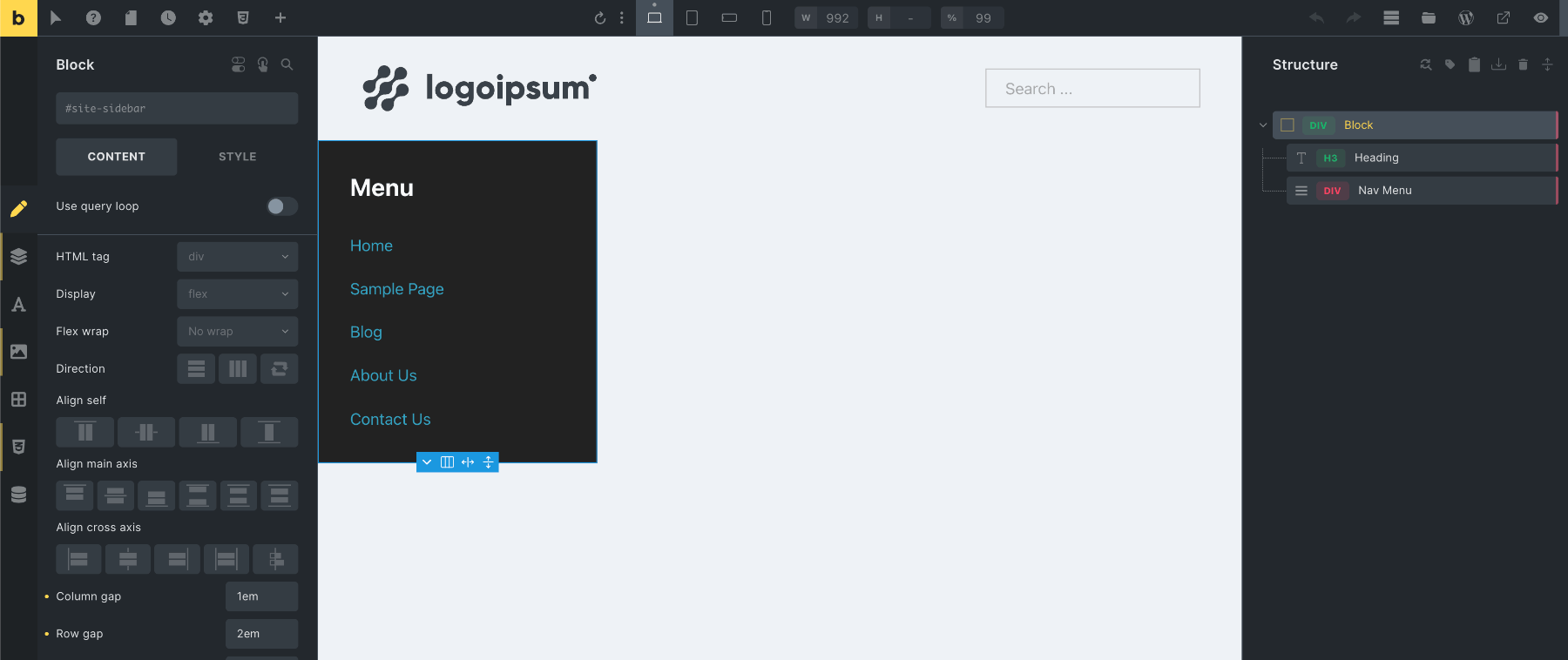 Fixed Sidebar Layout in Bricks BricksLabs